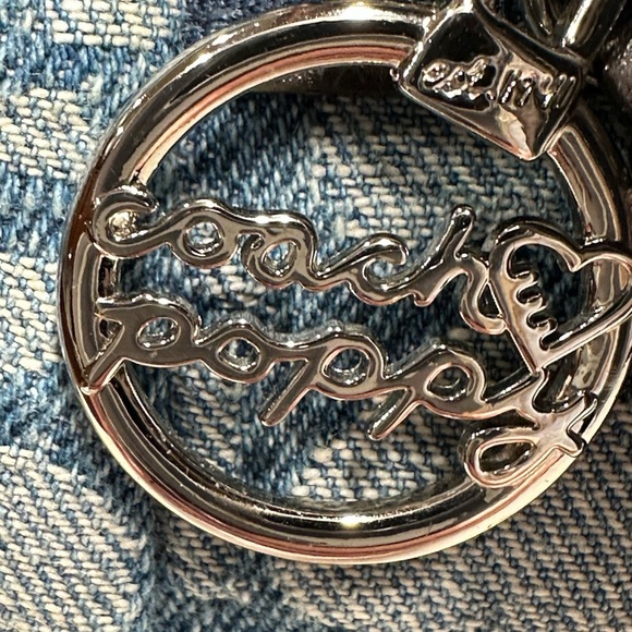 Coach 16988 Poppy Denim Blue and Silver Tote Shoulder Bag - Picture 3 of 16